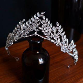 Leaf Rhinestone Wedding Tiara Silver - One Size