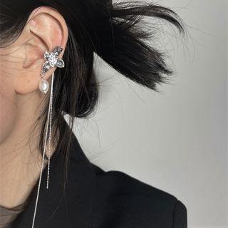 Flower Rhinestone Alloy Fringed Earring