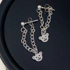 Chained Bear Drop Earring 1 Pair - Silver - One Size