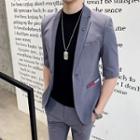 Set: Elbow-sleeve Blazer + Slim-fit Dress Pants