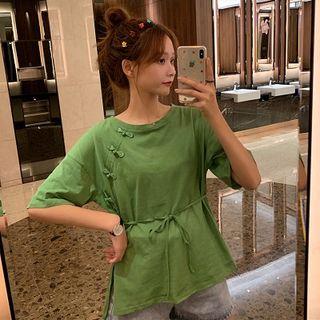 Frog Button Loose-fit Short-sleeve Top