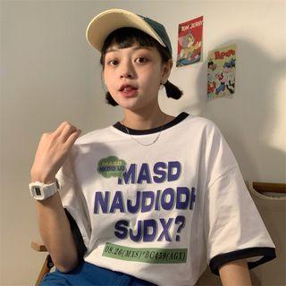 Letter Print Color-block T-shirt