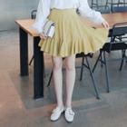 Zip-side Ruffle-hem Mini Skirt