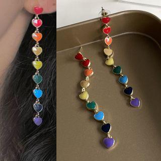 Rainbow Heart Alloy Dangle Earring