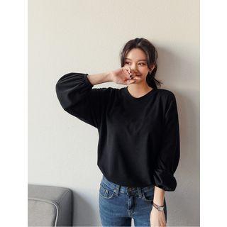 Plus Size Roundneck Elasticized-sleeve T-shirt
