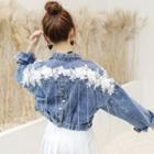 Embellished Denim Jacket Blue - One Size