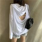 Loose-fit Cutout-back Hooded T-shirt