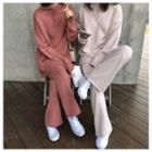 Set: Knit Hoodie + Wide Leg Knit Pants