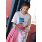 Beach Print Cotton T-shirt