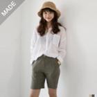 Seam-front Linen Shorts