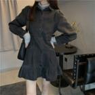 Long-sleeve Mini Mermaid Denim Shirtdress