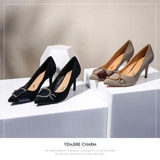 Plain / Herringbone Embellished Pointy-toe Pumps