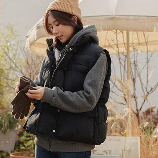Drawstring Snap-button Padded Vest