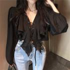 Long-sleeve Cross-strap Blouse