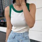 Contrast Trim Tank Top White - One Size