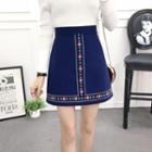 Embroidered High-waist A-line Skirt