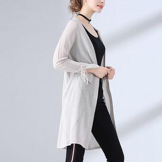 Tie-cuff Long Cardigan