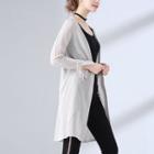 Tie-cuff Long Cardigan