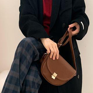 Push-lock Flap Semicircle Crossbody Bag