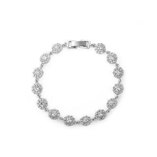 Simple And Fashion Flower Cubic Zirconia Bracelet 17cm Silver - One Size