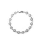 Simple And Fashion Flower Cubic Zirconia Bracelet 17cm Silver - One Size