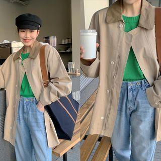 Contrast-collar Mac Jacket