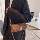 Chain Strap Faux Leather Barrel Bag