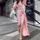 Short-sleeve Chiffon Top / Wide-leg Pants / Set
