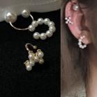 Set: Faux Pearl Cuff Earring (assorted Designs) 1 Pair - 0064a - Gold - One Size