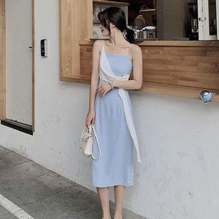 Spaghetti Strap Asymmetric Paneled Midi Dress