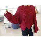 Scallop-hem Rib-knit Sweater