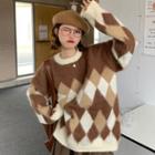 Diamond Pattern Brushed Sweater