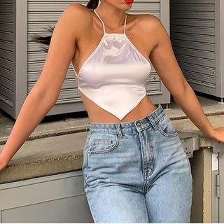 Open-back Halter Camisole Crop Top