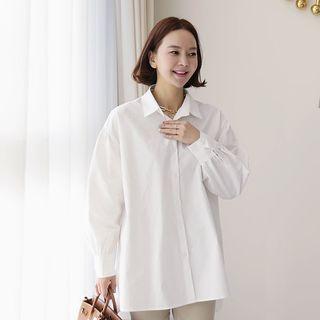 Puff-sleeve Dip-back Long Shirt
