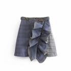 Ruffle-trim Plaid Mini A-line Skirt
