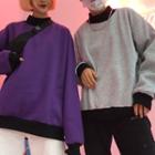Two-tone Mock-neck Couple Matching Pullover