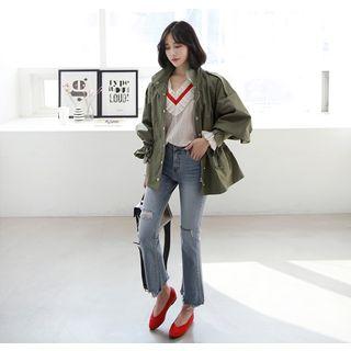 Funnel-neck Puff-sleeve Parka