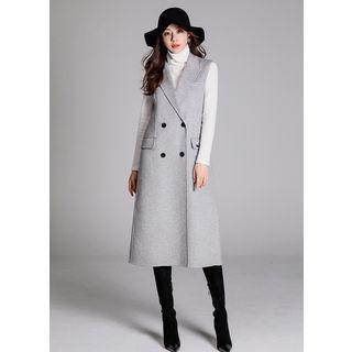 Peaked-lapel Long Wool Vest