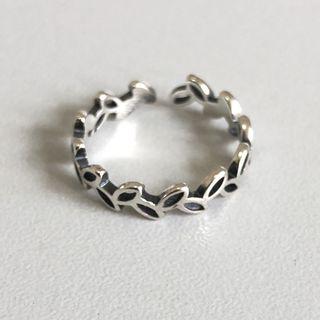925 Sterling Silver Leaf Open Ring Open Ring - Silver - One Size