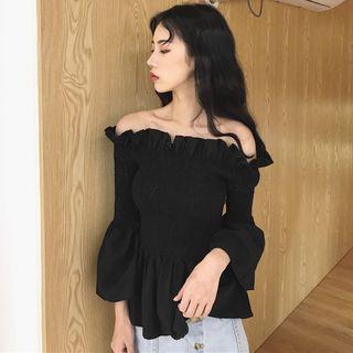Ruffle Off Shoulder Blouse Black - One Size