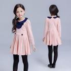 Panel Pleated Long-sleeve Dress