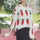 Carrot Patterned Sweater White - One Size
