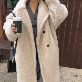 Double Breast Shearling Coat As Shown In Figure - One Size
