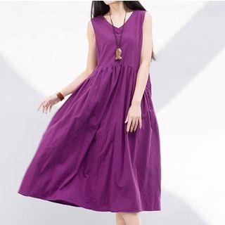 V-neck Midi Sleeveless Dress