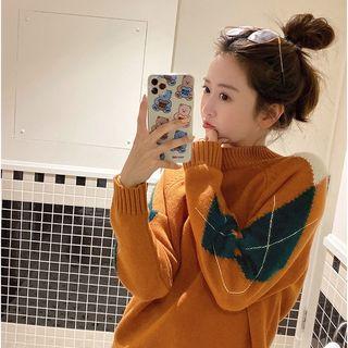 Argyle Patterned Crew-neck Sweater