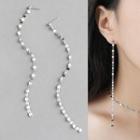 925 Sterling Silver Dangle Chain Earring 1 Pc - With Silver Earring Back - White Gold - One Size