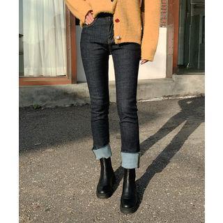 Cuff-hem Napped Skinny Jeans