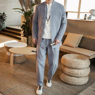 Set: Chinese Style Frog Buttoned Jacket + Pants