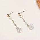 Faux Pearl Dangle Earring 01# - 1 Pair - White & Gold - One Size
