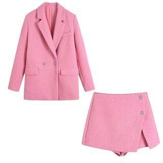 Double-breasted Blazer / Slit Skort
